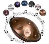 Handpan Instrument D Minor Steel Handpan Drum with 9 10 12 Notes Tuned 432Hz 440Hz for Meditation Yoga Sound Healing Music Practice for Adults and Percussion Learning(Or,440HZ/10 Note)