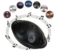 Handpan Instrument D Minor Steel Handpan Drum with 9 10 12 Notes Tuned 432Hz 440Hz for Meditation Yoga Sound Healing Music Practice for Adults and Percussion Learning(Noir,432HZ/12 Note)