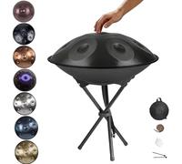 Handpan Instrument Kurd D De 22 Pouces - 9/10/12 Notes Handpan Drum, Tambour À Main En Acier Avec Sac Et Support, Percussion Harmonique Pour Le Yoga Et Les Spectacles(A,432HZ/9Note)