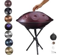 Handpan Instrument Kurd D De 22 Pouces - 9/10/12 Notes Handpan Drum, Tambour À Main En Acier Avec Sac Et Support, Percussion Harmonique Pour Le Yoga Et Les Spectacles(E,440HZ/9Note)