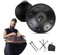 Handpan Musical 22 Pouces, 432 Hz/440 Hz, Ré Mineur, 9/10/12 Notes Harmonic Tambour À Main, Instrument De Percussion En Acier Avec Sac De Rangement, Pour Enfants Et Adultes(Black,440HZ/10Note)
