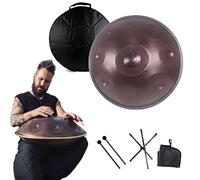 Handpan Musical 22 Pouces, 432 Hz/440 Hz, Ré Mineur, 9/10/12 Notes Harmonic Tambour À Main, Instrument De Percussion En Acier Avec Sac De Rangement, Pour Enfants Et Adultes(Dark purple,440HZ/10Note)