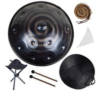Handpan Ré Mineur 9/10/12 Notes 56 cm Percussion Tambour en Acier avec Sac et Support et Mailloches, 432/440 Hz Tambour en Acier pour Performance de Rue et Yoga et Méditation(Blue,432HZ/12Note)