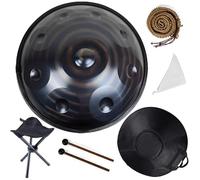 Handpan Ré Mineur 9/10/12 Notes 56 cm Percussion Tambour en Acier avec Sac et Support et Mailloches, 432/440 Hz Tambour en Acier pour Performance de Rue et Yoga et Méditation(Blue,432HZ/9Note)