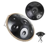 Handpan Steel Tongue Drum - 9/10/12 Notes 432Hz 440Hz | Incl Sac de Transport, Baguettes, Support | Instrument de Percussion pour Sonothérapie, Méditation, Yoga(Black,432HZ/10Note)