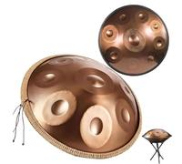 Handpan Steel Tongue Drum - 9/10/12 Notes 432Hz 440Hz | Incl Sac de Transport, Baguettes, Support | Instrument de Percussion pour Sonothérapie, Méditation, Yoga(Gold,440HZ/9Note)