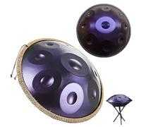 Handpan Steel Tongue Drum - 9/10/12 Notes 432Hz 440Hz | Incl Sac de Transport, Baguettes, Support | Instrument de Percussion pour Sonothérapie, Méditation, Yoga(Purple,432HZ/10Note)
