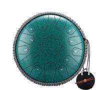 Handpan Tambour à langue en acier 14 pouces 15 Notes C tambour éthéré 13 notes Instrument de musique Percussion Handpan(Green-1 14 inch)