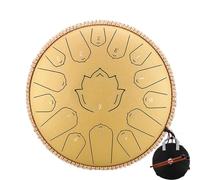 Handpan Tambour à langue en acier 14 pouces 15 Notes C tambour éthéré 13 notes Instrument de musique Percussion Handpan(Gold 14 inch)
