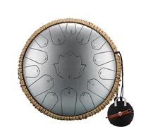 Handpan Tambour à langue en acier 14 pouces 15 Notes C tambour éthéré 13 notes Instrument de musique Percussion Handpan(Silver 13 inch)