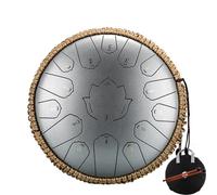 Handpan Tambour à langue en acier 14 pouces 15 Notes C tambour éthéré 13 notes Instrument de musique Percussion Handpan(Silver 14 inch)