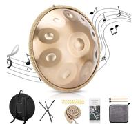 Handpan Tambour à langue en acier de 55,9 cm en ré mineur 10 notes 432/440 Hz pour yoga et méditation guérison sonore