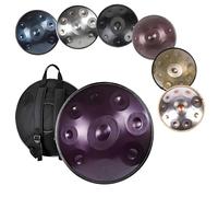 Handpan Tambour À Main En Acier De 22 Pouces, 9/10/12 Notes À Tambour Handpan, 440/432 Hz avec Instrument de Percussion Résistant pour Performances Professionnelles(Dark Purple,440hz 9 Notes)
