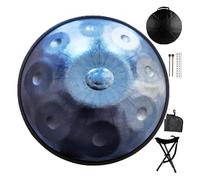 handpan, Tambour à main en ré mineur Kurde, tambour à langue en acier professionnel de 22 pouces avec 9 à 14 notes,for Professional Performance(440hz 10notes)