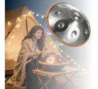 Handpan Tambour à main harmonique D Kurd 9/10/12 Notes 440Hz/432Hz Handpan Drum en Acier 56 cm, Tambour avec Sac et Maillets pour la Relaxation et la Pratique du Yoga(Argent,440Hz/10Note)