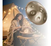 Handpan Tambour à main harmonique D Kurd 9/10/12 Notes 440Hz/432Hz Handpan Drum en Acier 56 cm, Tambour avec Sac et Maillets pour la Relaxation et la Pratique du Yoga(Champagne,432Hz/9Note)