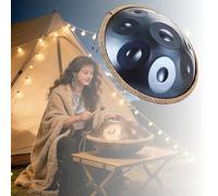 Handpan Tambour à main harmonique D Kurd 9/10/12 Notes 440Hz/432Hz Handpan Drum en Acier 56 cm, Tambour avec Sac et Maillets pour la Relaxation et la Pratique du Yoga(Bleu,432Hz/10Note)