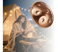 Handpan Tambour à main harmonique D Kurd 9/10/12 Notes 440Hz/432Hz Handpan Drum en Acier 56 cm, Tambour avec Sac et Maillets pour la Relaxation et la Pratique du Yoga(Brun,440Hz/12Note)