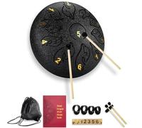 Handpan Tongue Drum 6 pouces 11 Tons Mini Steel tongue Drum Instrument de musique à percussion Yoga Méditation, Pour Débutants,Adultes,Enfants,Livré Avec le Sac,Des Maillets et Des Médiators -le noir