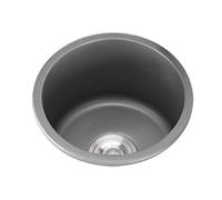 HanDpi Éviers de Cuisine en Acier Inoxydable 304, Mini-évier de Cuisine, éviers Ronds Gris, évier Simple avec égouttoir et trop-Plein pour Camping-Car, Bar, Caravane, Montage sous Plan ou sur Plan