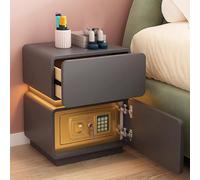 HanDpi Table de Chevet Moderne et Intelligente avec lumière LED et tiroir de sécurité, Table de Chevet multifonctionnelle pour Chambre à Coucher, Couleur Grise