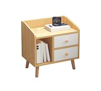 HanDpi Table de Chevet multifonctionnelle Blanche avec Double tiroir et Espace de Rangement Ouvert, étagère de Rangement Minimaliste pour Chambre à Coucher Finition chêne - Idéale pour Les Petits e