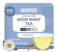 HANDPICK, Good Night Tea Lot de 100 sachets de tisane de nuit | Sans caféine, sans gluten | Mélange floral - Lavande, camomille, menthe poivrée | Thé naturel de sommeil, parfait pour l'heure du