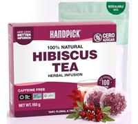 HANDPICK Infusion Hibiscus - 100 Sachets Écoresponsables - Sans Cafeine | 100% Pures Hibiscus Tea