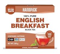 HANDPICK, Sachets de Thé Noir English Breakfast (100 pièces) | Fort, Robuste et Riche en Caféine | Sans OGM | Pour Thé English Breakfast et Kombucha