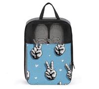 Hands Doing The Peace Symbol Sac à chaussures pour voyage usage quotidien Sac de rangement anti-poussière Pochette à chaussures de golf