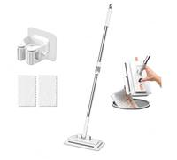 Hands Free Flat Mop, Multi Purpose Towel Clip Cleaner with One-Click Lock, Use Any Cloth, Compact Lazy Cleaning Tool for Bathroom Walls, Floors, Corners, Mirrors & Kitchen (53.1 in)