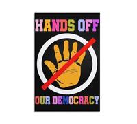 Hands Off Our Democracy - Poster sur toile - Impression artistique - Démocratie patriotique - Justice - Liberté - Solidarité - Résistance - Décoration murale pour mars, rassemblement militant