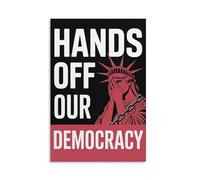 Hands Off Our Democracy - Poster sur toile - Impression artistique - Démocratie patriotique - Justice - Liberté - Solidarité - Résistance - Décoration murale pour mars, rassemblement militant