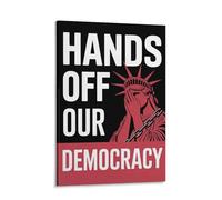 Hands Off Our Democracy - Poster sur toile - Impression artistique - Démocratie patriotique - Justice - Liberté - Solidarité - Résistance - Décoration murale pour mars, rassemblement militant