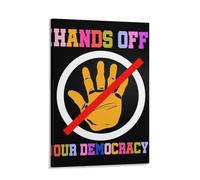 Hands Off Our Democracy - Poster sur toile - Impression artistique - Démocratie patriotique - Justice - Liberté - Solidarité - Résistance - Décoration murale pour mars, rassemblement militant