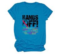 Hands Off Protest T-shirt ample à manches courtes pour activisme politique et justice sociale Motifs imprimés, Lake Blue Black Lett, M