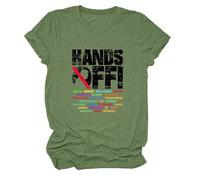 Hands Off Protest T-shirt ample à manches courtes pour activisme politique et justice sociale Motifs imprimés, DD, M