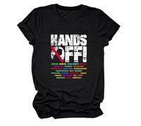 Hands Off Protest T-shirt ample à manches courtes pour activisme politique et justice sociale Motifs imprimés, Noir, M