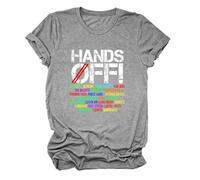 Hands Off Protest Tees Supporting Social Insurance and Medicare T-shirt classique col rond à manches courtes pour adultes Chemise en polyester, Gris Foncé Blanc Colo, 3XL