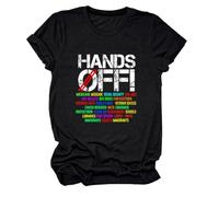 Hands Off Protest Tees Supporting Social Insurance and Medicare T-shirt classique col rond à manches courtes pour adultes Chemise en polyester, Noir , 3XL