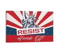 Hands Off Resist - Poster sur toile - Impression artistique - Démocratie patriotique - Justice - Liberté - Solidarité - Résistance - Décoration murale pour mars, rassemblement militant politique (1)