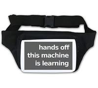 Hands Off This Machine is Learning Sac banane avec intelligence artificielle Blanc