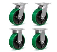 HANDSAMMU Lot de 4 roulettes de 15,2 cm, robustes avec forte capacité de charge, polyuréthane sur roue en acier, charge de 2 177,2 kg (2 pivotantes et 2 rigides)