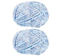 Handship Lot de 2 écheveaux de fil à tricoter en polyester doux et épais pour couverture, écharpe, pantoufles, chapeau, loisirs créatifs, travaux d'aiguille, projets faits à la main - 6 mm - Bleu ciel