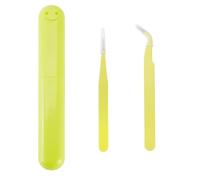 Handship Lot de 2 pinces à épiler de précision en acier inoxydable 401 - Jaune - Pour perles de perler, fabrication de bijoux, projets de bricolage, réparation électronique, nail art et travail en