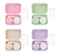 Handship Lot de 4 étuis portables pour lentilles de contact avec étui, Multicolore - Texture minimaliste, 46x66×22mm, Simple et facile