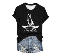 Handstand Chemise décontractée à manches courtes If The Hat Halloween Witch Hats T-shirt à col rond pour femme, Noir , S