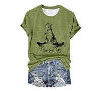 Handstand Chemise décontractée à manches courtes If The Hat Halloween Witch Hats T-shirt à col rond pour femme, Vert, S