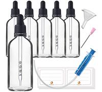 HandsUnity 100ml-6 pièces de Flacon de Verre pour Pipette - Ensemble de Pots de Pharmacie en Verre Transparent Avec Bouchon de Pipette Noir Comprenant 17 Accessoires Flacons en Verre Clair