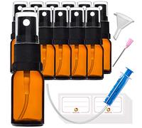 HandsUnity 10ml-12pcs de Flacon Pulvérisateur en Verre - set de Flacons en Verre Ambré de Pharmacie avec Vaporisateur Noir Flacon Pulvérisateur en Verre Brun comprenant 29 Accessoires
